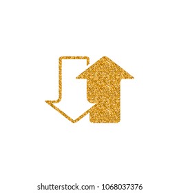 Arrows icon in gold glitter texture. Sparkle luxury style vector illustration.