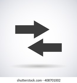 Arrows icon isolated  on a white background with shadow, stylish vector illustration for web design