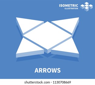 Arrows icon. Isometric template for web design in flat 3D style. Vector illustration.