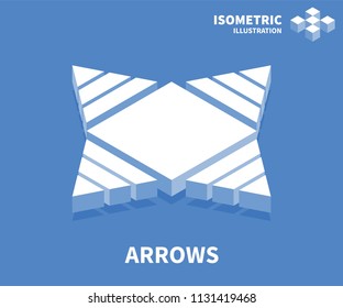 Arrows icon. Isometric template for web design in flat 3D style. Vector illustration.