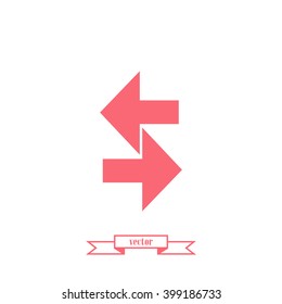 Arrows, icon . The left and right. Vector illustration