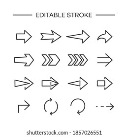 Arrows icon Line with editable stroke. Arrow vector icon set in thin line style. Different black directional icons, vector illustration collection for web design, mobile apps, interface