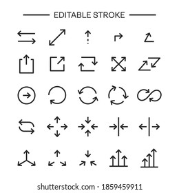 Arrows icon Line with editable stroke. Arrow vector icon set in thin line style. Different black directional icons, vector illustration collection for web design, mobile apps, interface