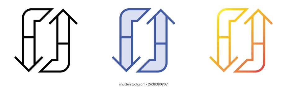 arrows icon. Linear, Blue Fill and Gradient Style Design Isolated On White Background