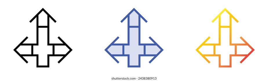 arrows icon. Linear, Blue Fill and Gradient Style Design Isolated On White Background