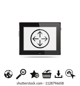 Arrows icon on tablet pc display.