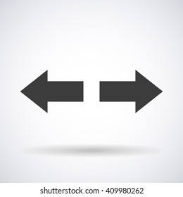 Arrows icon right left  isolated on a white background with shadow, stylish vector illustration for web design