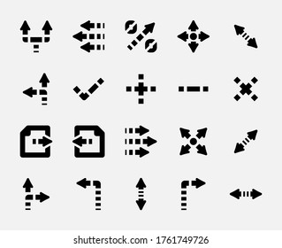 Arrows Icon Set - 3 (Black Series) . Arrow, Sign, Symbol ,direction, move, turn, Vector Illustration Web Icons .