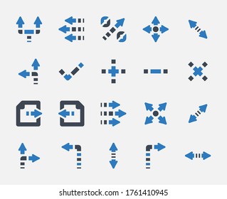Juego de iconos de flechas - 3 (Serie azul) . Flecha, Firmar, Símbolo ,dirección, mover, girar, Iconos Web de Ilustración vectorial .
