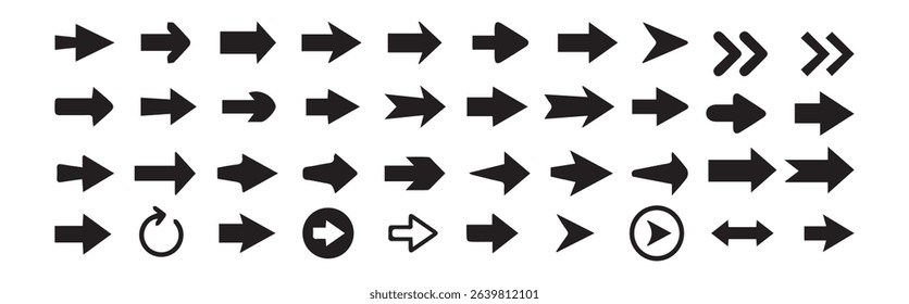  Arrows icon Set, Arrow. Cursor. Arrow vector icon. Modern simple arrows. Collection different Arrows on flat style for web design or interface. Victor illustration eps 10