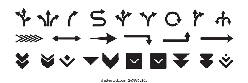  Arrows icon Set, Arrow. Cursor. Arrow vector icon. Modern simple arrows. Collection different Arrows on flat style for web design or interface. Victor illustration eps 10