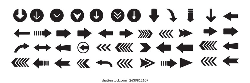  Arrows icon Set, Arrow. Cursor. Arrow vector icon. Modern simple arrows. Collection different Arrows on flat style for web design or interface. Victor illustration eps 10