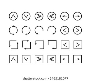 Conjunto de iconos de flechas. Flecha para el Sitio web y el App. Conjunto de iconos de Vector de flecha en estilo de línea fina