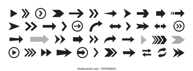 Arrows icon set. Big Arrow icon collection. Set different arrows or web design. Arrow flat style isolated on white background - stock vector eps 10