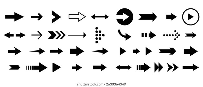 Conjunto de iconos de flechas. colección del icono de flecha. Flecha Vector de estilo plano aislado sobre fondo blanco. conjunto de flechas de Vector negro iconos flechas