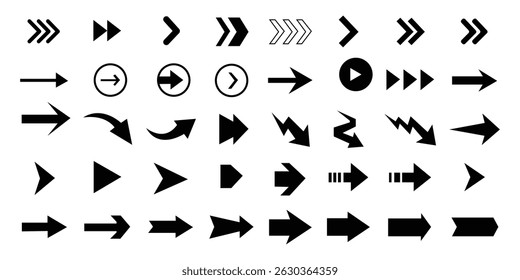 Conjunto de iconos de flechas. colección del icono de flecha. Flecha Vector de estilo plano aislado sobre fondo blanco. conjunto de flechas de Vector negro iconos flechas