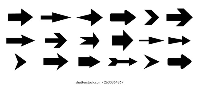 Conjunto de iconos de flechas. colección del icono de flecha. Flecha Vector de estilo plano aislado sobre fondo blanco. conjunto de flechas de Vector negro iconos flechas