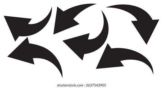 arrows icon set .curve dashed arrows design. Hand drawn arrow collection. Curved arrows. exchange icons