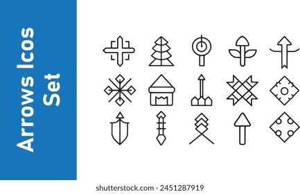 Conjunto de iconos de flechas con contorno editable. 