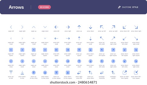 Arrows icon set. Essential UI Icons Set in Duotone Style. The set consists of essential and commonly-used icons that every UI designer needs.