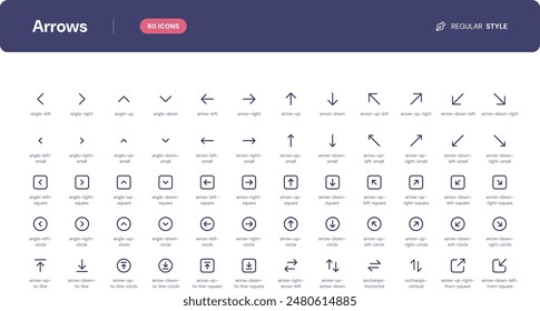 Arrows icon set. Essential UI Icons Set in Line Style. The set consists of essential and commonly-used icons that every UI designer needs.