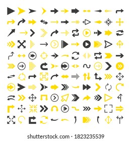 Icono de flechas establecido en estilo plano sobre fondo blanco. Ligera. Diseño web. Ilustración vectorial.