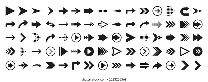 Icono de flechas establecido en estilo plano sobre fondo blanco. Ligera. Diseño web. Ilustración vectorial.