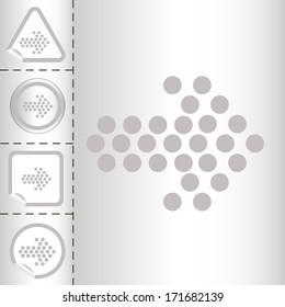 arrows icon set on sticker button different forms in modern style. eps10 vector illustration