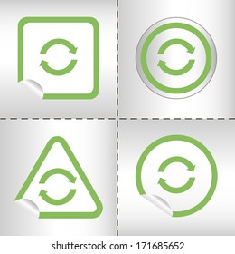 arrows icon set on sticker button different forms in modern style. eps10 vector illustration