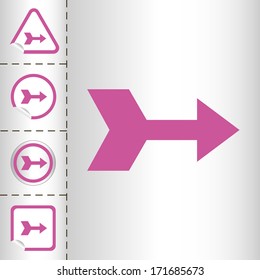 arrows icon set on sticker button different forms in modern style. eps10 vector illustration