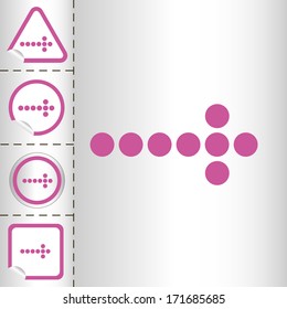 arrows icon set on sticker button different forms in modern style. eps10 vector illustration