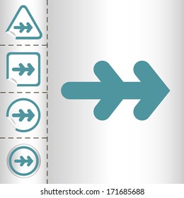 arrows icon set on sticker button different forms in modern style. eps10 vector illustration
