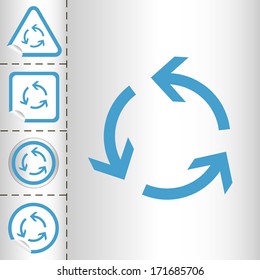 arrows icon set on sticker button different forms in modern style. eps10 vector illustration