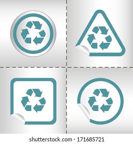 arrows icon set on sticker button different forms in modern style. eps10 vector illustration