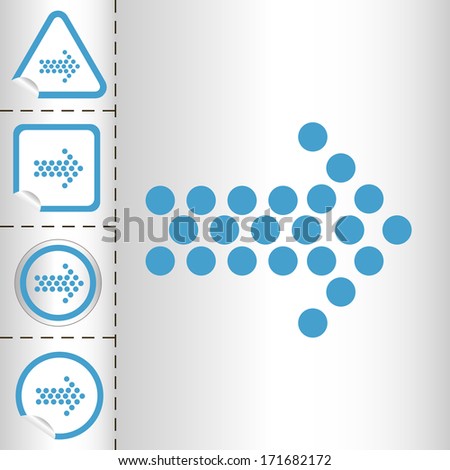 arrows icon set on sticker button different forms in modern style. eps10 vector illustration