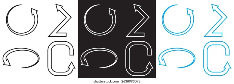 Arrows icon set. Icon of transfer, exchange, direction, cursor, piointer, switch, change, swap,  etc.  Vector illustration. isolated on white and black background. EPS 10