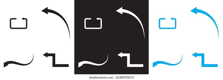 Arrows icon set. Icon of transfer, exchange, direction, cursor, piointer, switch, change, swap,  etc.  Vector illustration. isolated on white and black background. EPS 10