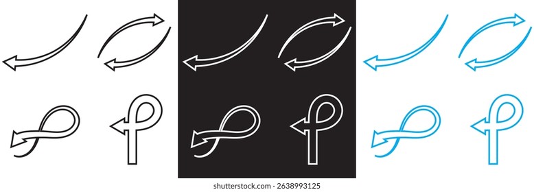 Arrows icon set. Icon of transfer, exchange, direction, cursor, piointer, switch, change, swap,  etc.  Vector illustration. isolated on white and black background. EPS 10