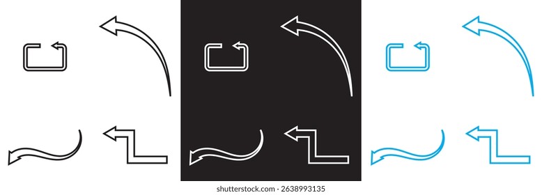 Arrows icon set. Icon of transfer, exchange, direction, cursor, piointer, switch, change, swap,  etc.  Vector illustration. isolated on white and black background. EPS 10