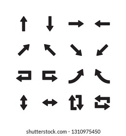 Arrows icon set in trendy flat style design. Vector graphic illustration. Vector file. 32x32 pixel icon. pixel perfect. EPS 10
