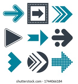 Arrows icon set, vector collection. Cursor. Modern simple icon. Big set of vector flat arrows for web design, mobile apps, interface and more. Vector illustration
