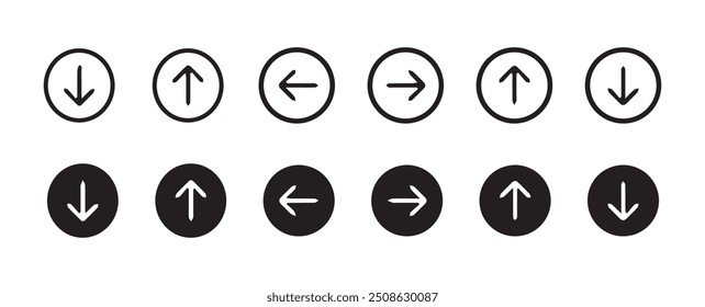 Conjunto de iconos de flechas. Icono de flecha. Flecha de color negro. icono de Vector. Colección de Vector de flechas. Diferentes símbolos de dirección de flecha de cursor en estilo plano. Ilustración vectorial eps 