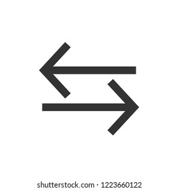 Arrows icon in thick outline style. Black and white monochrome vector illustration.