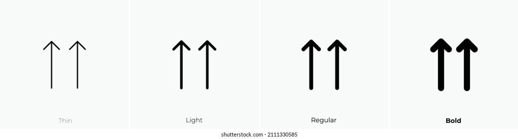 arrows up icon. Thin, Light Regular And Bold style design isolated on white background