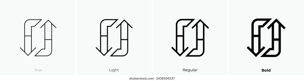 arrows icon. Thin, Light Regular And Bold style design isolated on white background