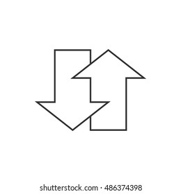 Arrows icon in thin outline style. Communication data traffic exchange