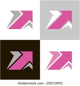 arrows (icon) vector 13. The stylized image of arrows. Logo element. Pink. Black. Gray.