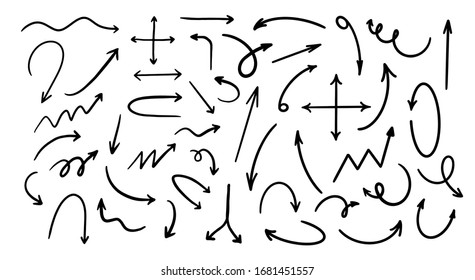 Arrows icon. Vector hand drawn arrows set on a white background