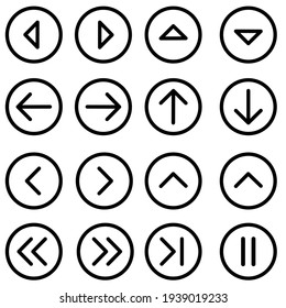 Arrows icon vector set. interface illustration sign collection. multimedia symbol or logo.