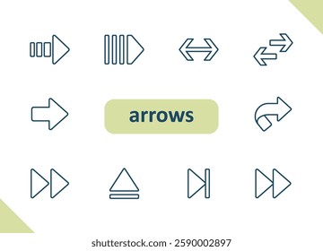 Arrows icons. Arrow, cursor, pointer, direction, navigation vector icon set